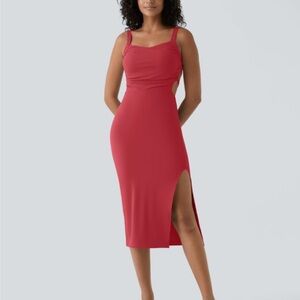 Halara ‘Ruched Lace Up Bodycon Midi Casual Dress’ New With Tags Size XS